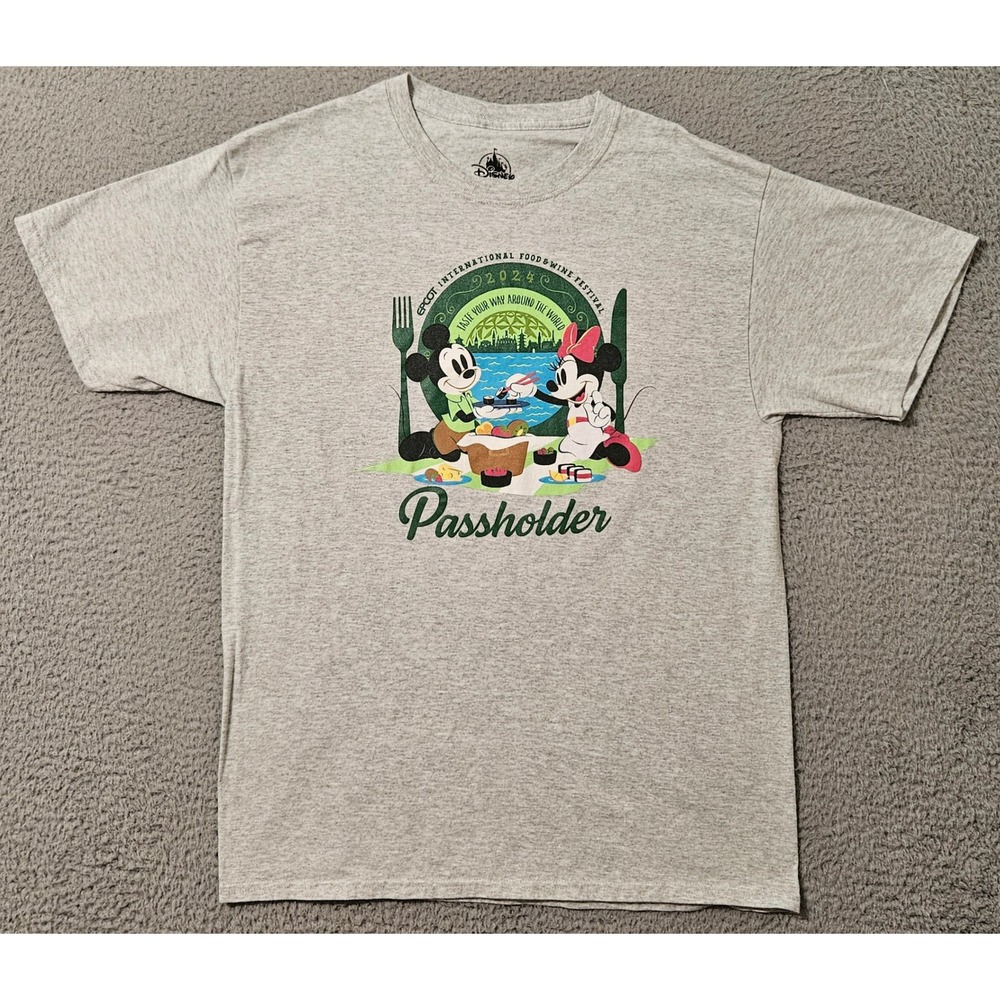 Disney Passholder Epcot Food & Wine 2024 Gray T Shirt Women's‎ Size Large